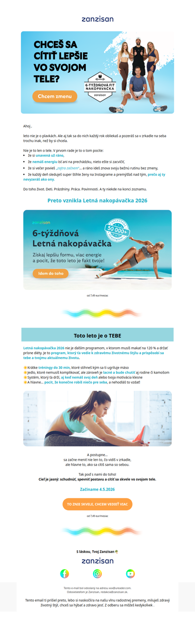 Toto leto môže byť iné… Vytvaruj si postavu svojich snov 💛 Stačí jeden krok!