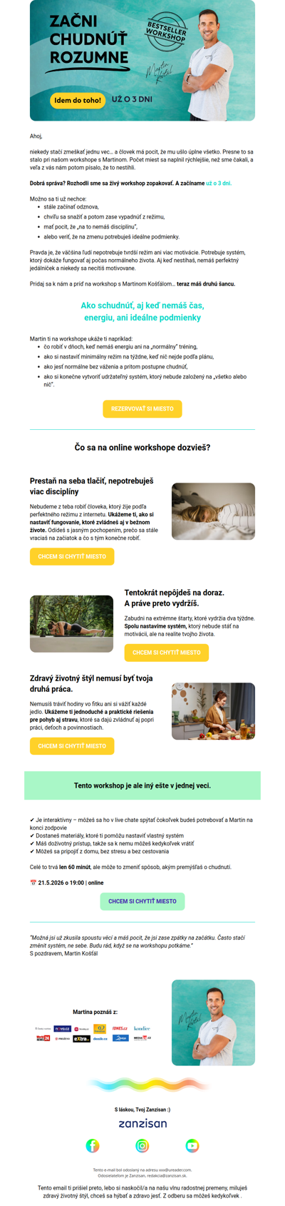 Schudni s Martinom Košťálom bez stresu a extrémov aj keď nemáš čas (+príklady z praxe)