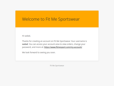 Your Fit Me Sportswear account has been created!