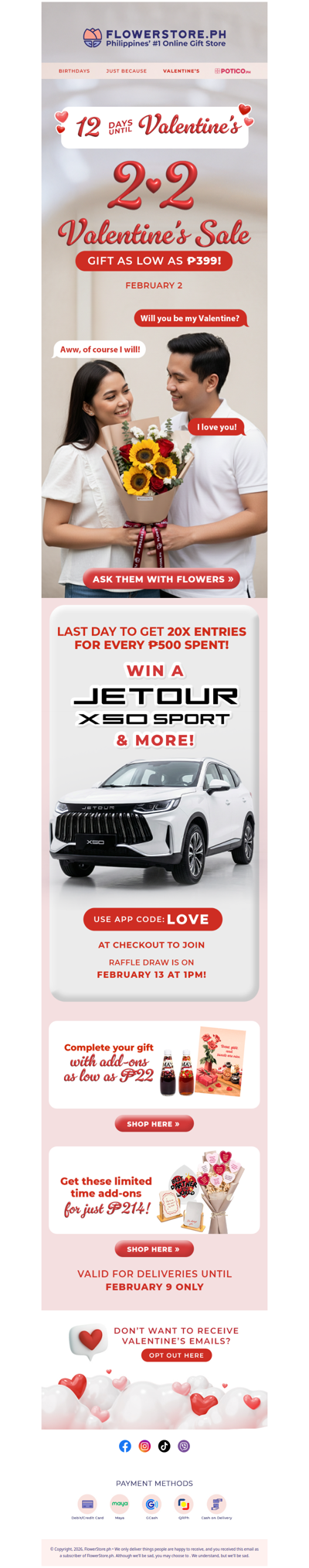 Don’t miss our 2.2 Valentine’s Sale! 😚