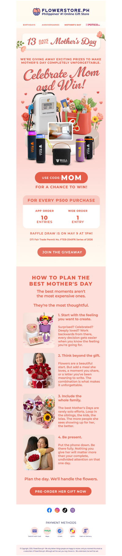 13 days to plan the best Mother's Day ever 🏆