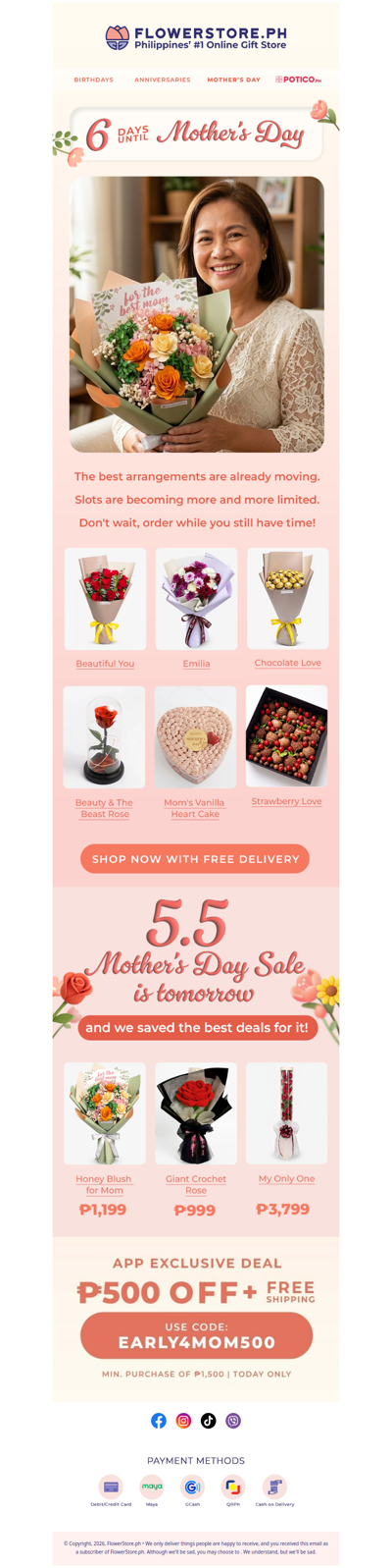6 days to Mother's Day — the best arrangements are going fast 👀