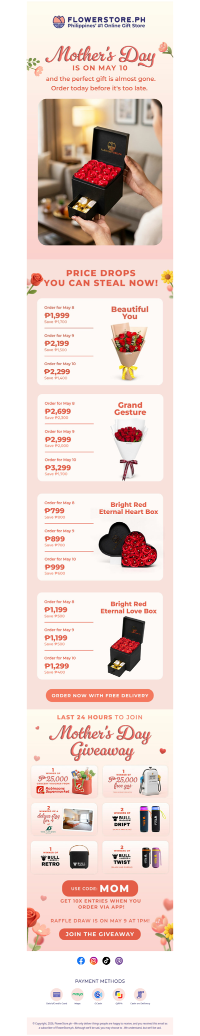 Prices go up tomorrow — order mom's gift today 🚨