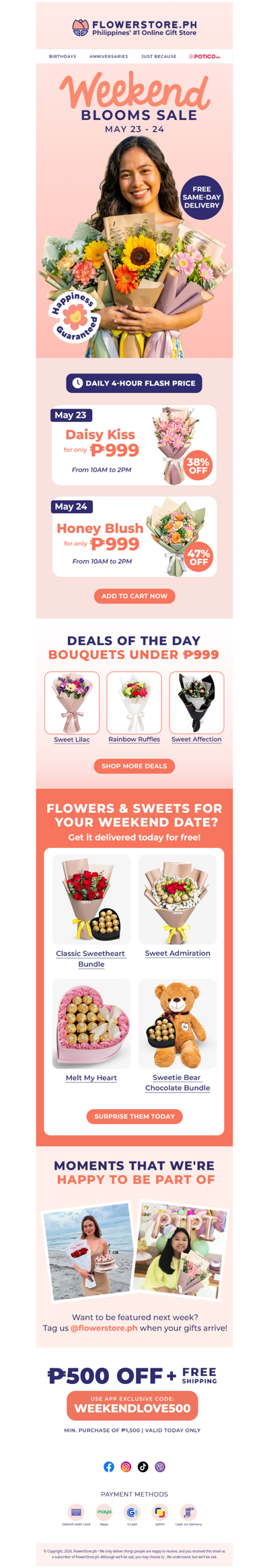 38% off today — Weekend Blooms Sale starts now 🧡