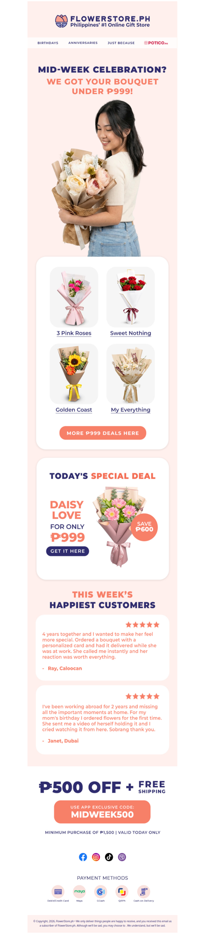 Mid-week bouquets under ₱999 🌷