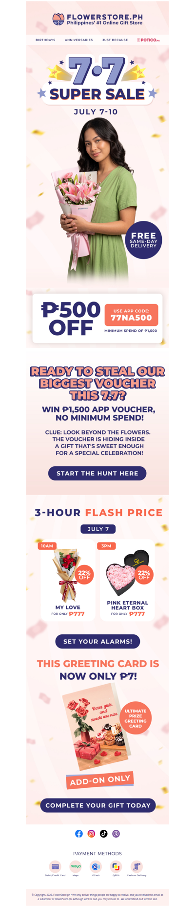 7.7 Super Sale is live — hunt for the ₱1,500 voucher today 🧨