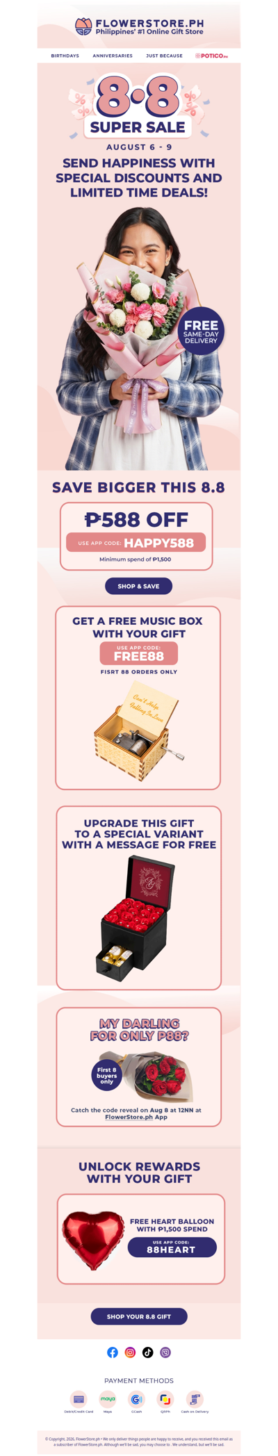 8.8 Super Sale starts today — ₱588 off + free music box 💥