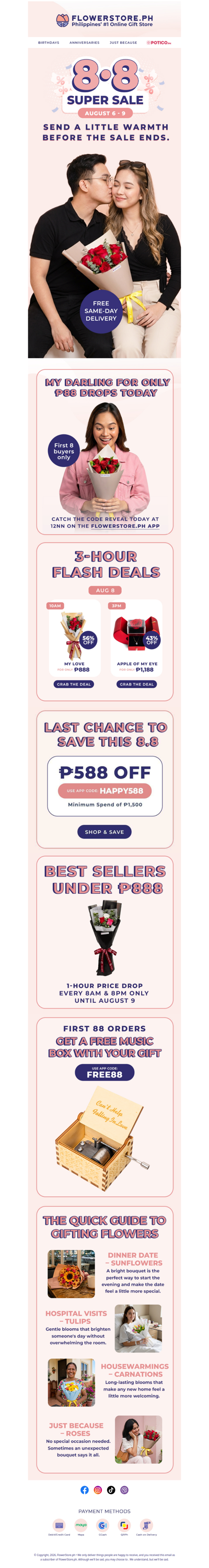 6 red roses for ₱88 — catch the code reveal today at 12NN 🫢