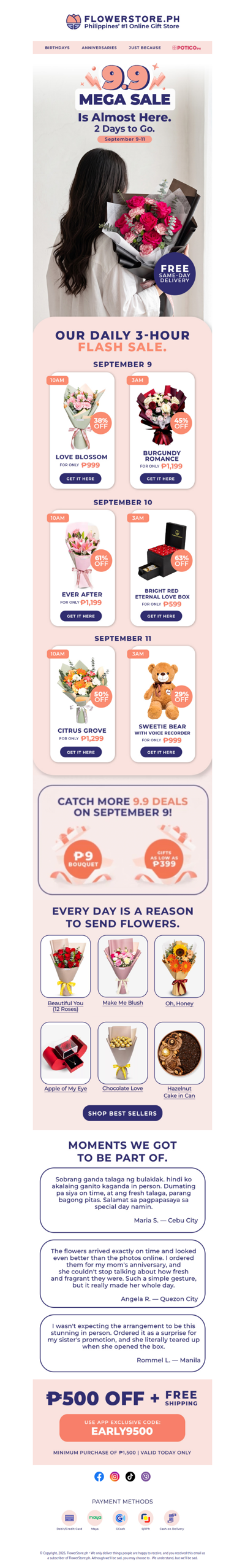 ₱9 bouquets are coming — 9.9 Mega Sale drops in 2 days 🤩