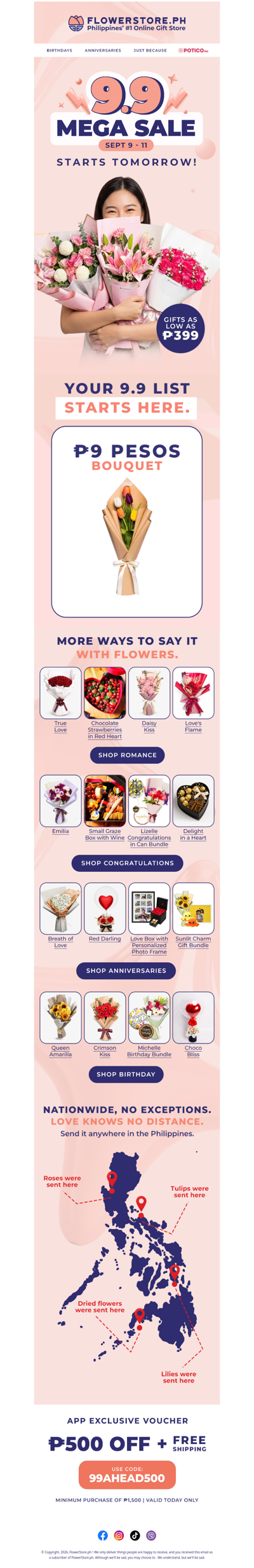 Tomorrow: ₱9 bouquets, gifts from ₱399 + daily flash deals 📣