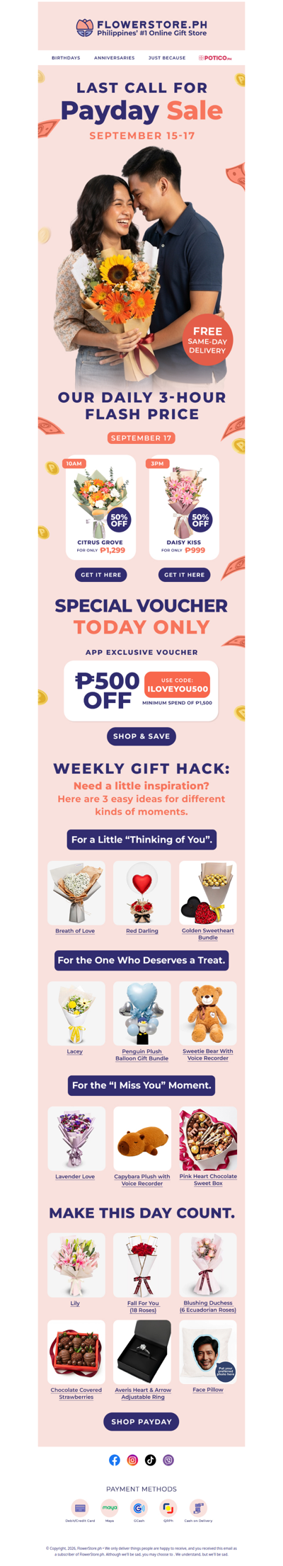 Payday Sale ends tonight — don't let it pass without making someone smile 🧡