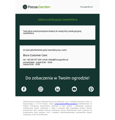 Udana subskrypcja newslettera