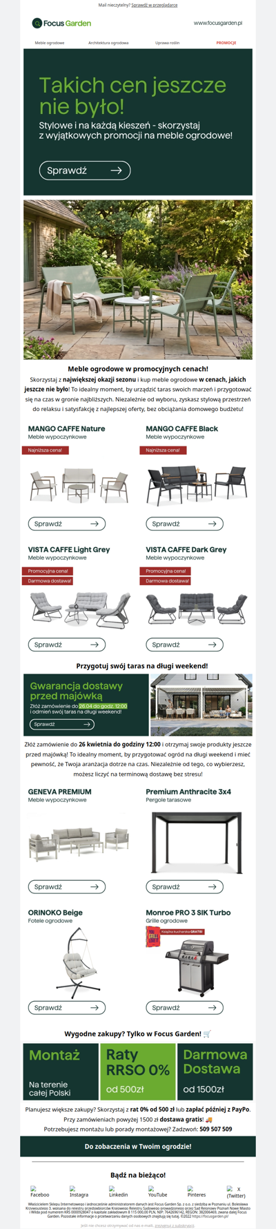 🚨MEBLE OGRODOWE w promocyjnych cenach - sprawdź okazje!