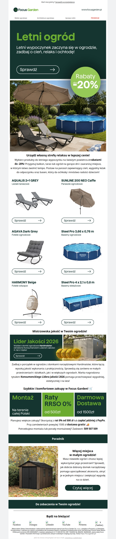 😎 Rabaty do -20% na produkty do letniego relaksu!