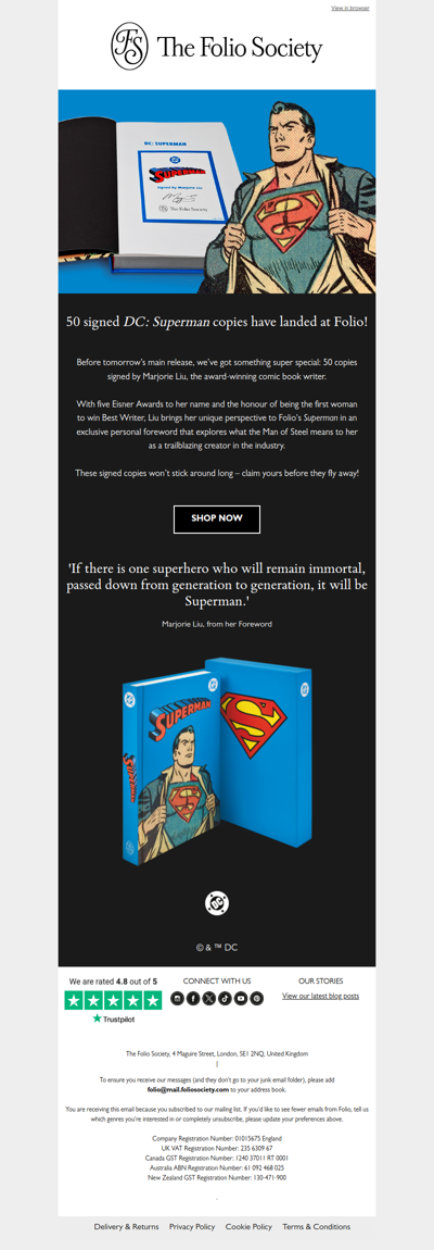 Only 50 signed copies of DC: Superman