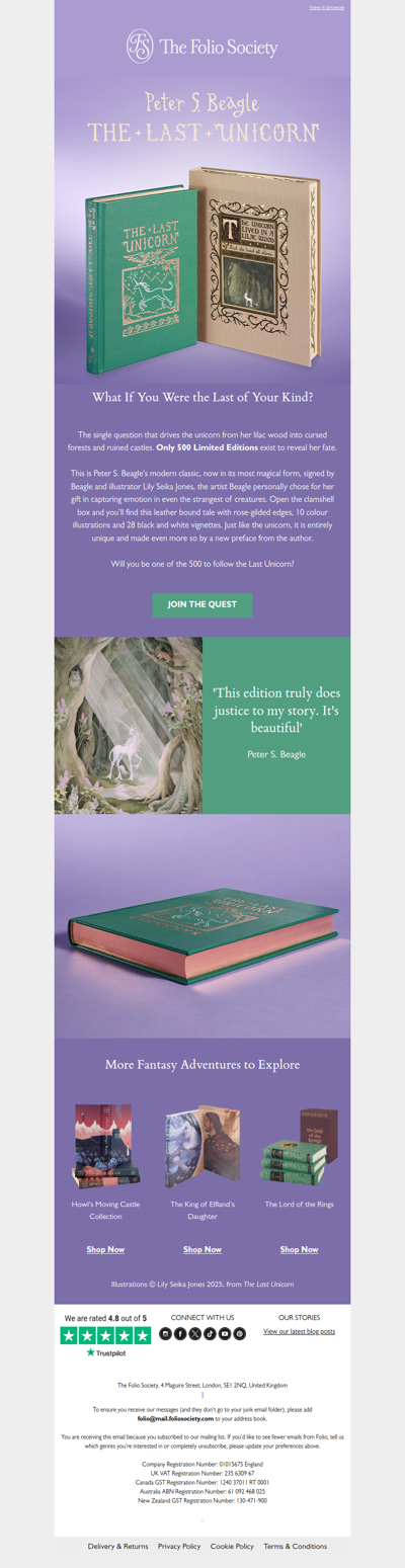 The Last Unicorn Has Trotted Into Folio!