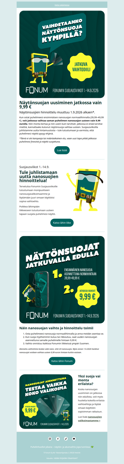 Tervetuloa juhlistamaan näytönsuojien hintamuutosta 🎉