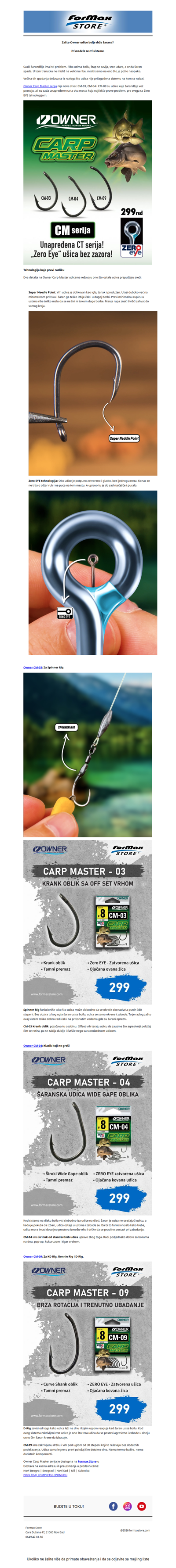 Zašto Owner udice bolje drže šarana?