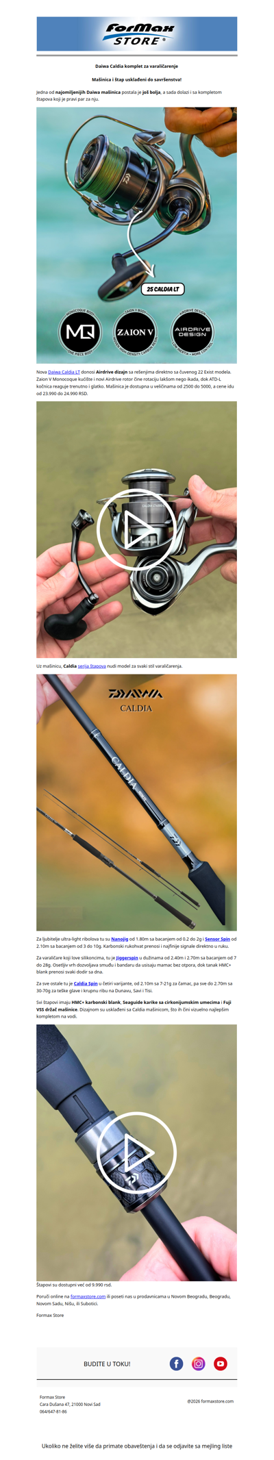 Daiwa Caldia - komplet za varaličarenje
