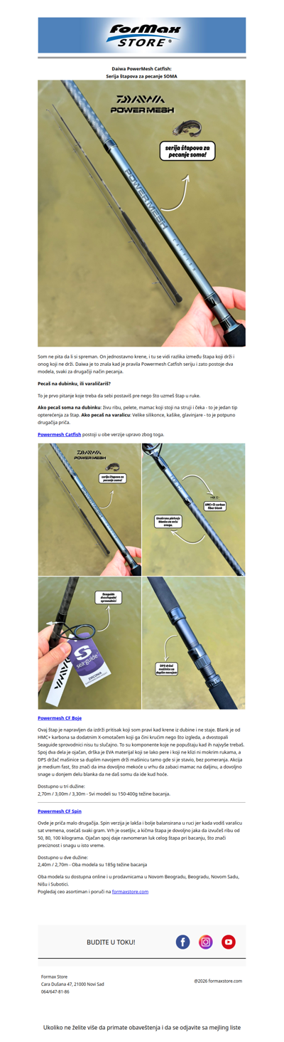 Daiwa Powermesh Catfish: Dva štapa za dva načina pecanja soma