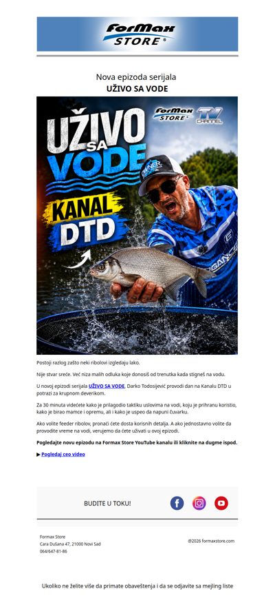 Nova epizoda UŽIVO SA VODE: Feeder na Kanalu DTD