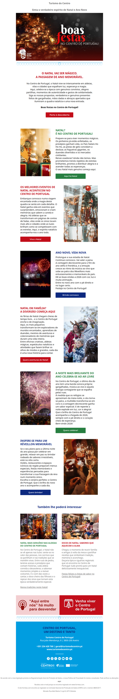 Sinta o verdadeiro espírito de Natal e acolha com esperança o brilho do Novo Ano, no Centro de Portugal.