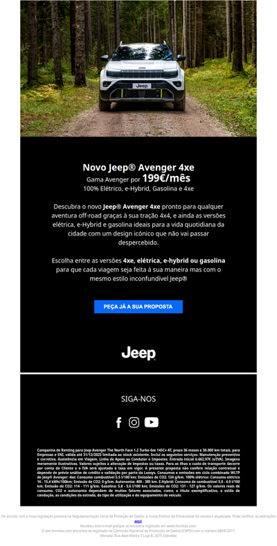 Jeep® Avenger – Descubra a gama Avenger desde 199€/mês.
