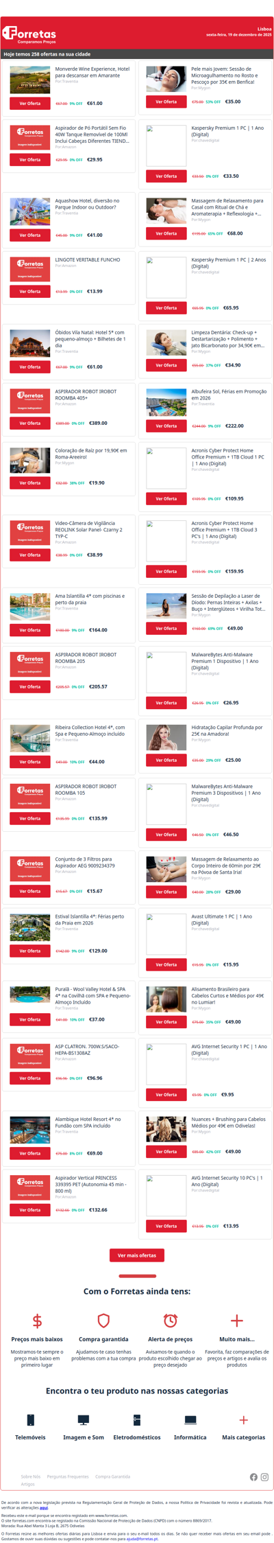 61€ por Monverde Wine Experience, Hotel para descansar em | 29€ por Aspirador de Pó Portátil Sem Fio 40W Tanque Removível | 41€ por Aquashow Hotel, diversão no Parque Indoor ou Outdoor?