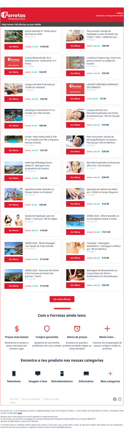 129€ por Estival Islantilla 4*: Férias perto da Praia em 2026 | 24€ por Coluna Bluetooth JBL Go 2 Essential (3 W - Autonomia: | Limpeza de Pele Profunda por 24,90€ em Odivelas!