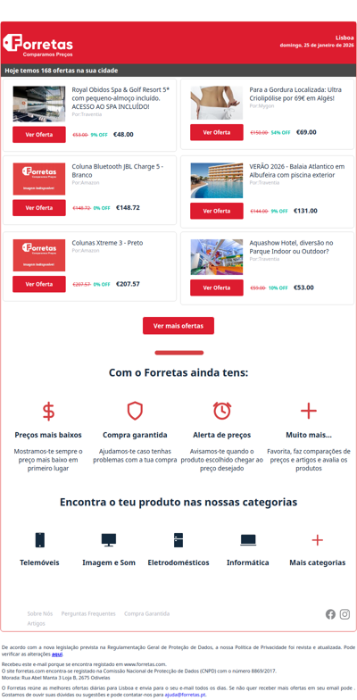 48€ por Royal Obidos Spa & Golf Resort 5* com pequeno-almoço | 148€ por Coluna Bluetooth JBL Charge 5 - Branco | 207€ por Colunas Xtreme 3 - Preto