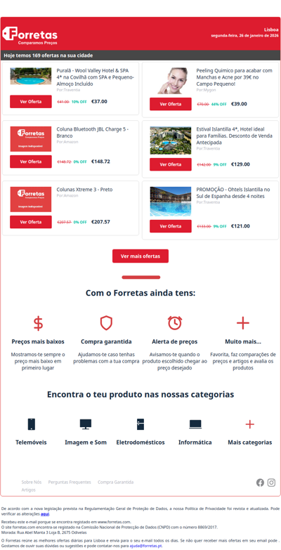 37€ por Puralã - Wool Valley Hotel & SPA 4* na Covilhã com | 148€ por Coluna Bluetooth JBL Charge 5 - Branco | 207€ por Colunas Xtreme 3 - Preto