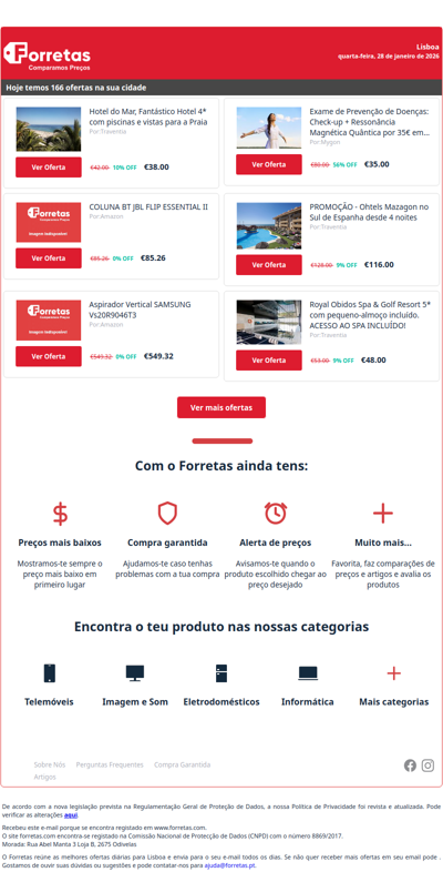 38€ por Hotel do Mar, Fantástico Hotel 4* com piscinas e vistas | 85€ por COLUNA BT JBL FLIP ESSENTIAL II | 549€ por Aspirador Vertical SAMSUNG Vs20R9046T3