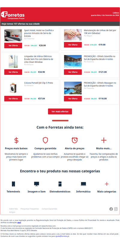 28€ por Sport Hotel, Hotel na Covilhã a poucos minutos da | 34€ por Limpador de Vidros Elétricos Ecode Sem Fio com Bateria | 57€ por Coluna Portatil Jbl Clip 5 Preto