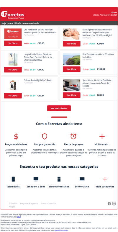 30€ por Cro Hotel com piscina interior! Hotel 4* perto da | 34€ por Limpador de Vidros Elétricos Ecode Sem Fio com Bateria | 57€ por Coluna Portatil Jbl Clip 5 Preto