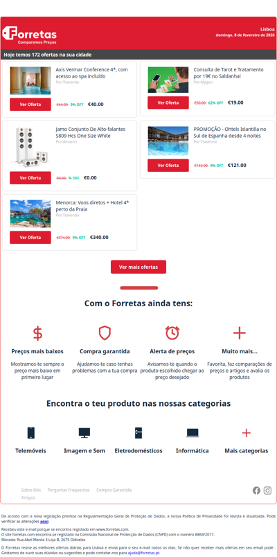 40€ por Axis Vermar Conference 4*, com acesso ao spa incluído | Jamo Conjunto De Alto-falantes S809 Hcs One Size White | 340€ por Menorca: Voos diretos + Hotel 4* perto da Praia