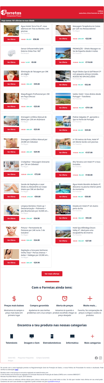 58€ por Água Hotels Terra Fria 4*, nova abertura em Trás-os-Montes, | Sensor Infravermelho Ip44 Externo Onlex Fixo 180º | Eliminação de Tatuagem por 39€ em Algés!