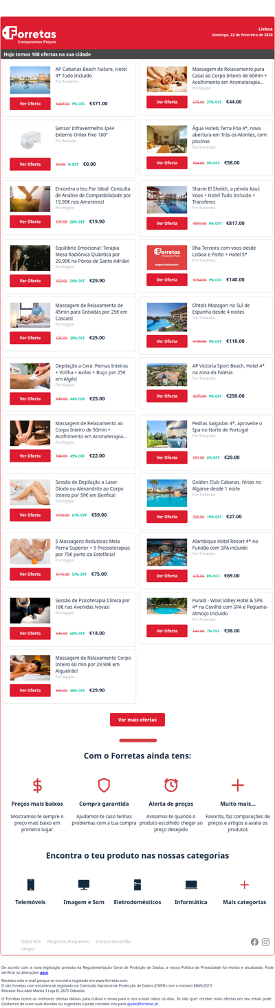 371€ por AP Cabanas Beach Nature, Hotel 4* Tudo Incluído | Sensor Infravermelho Ip44 Externo Onlex Fixo 180º | 19€ por Encontra o teu Par Ideal: Consulta de Análise de Compatibilidade