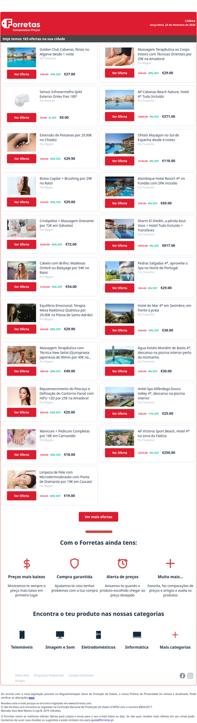 27€ por Golden Club Cabanas, férias no Algarve desde 1 noite | Sensor Infravermelho Ip44 Externo Onlex Fixo 180º | Extensão de Pestanas por 29,90€ no Chiado!