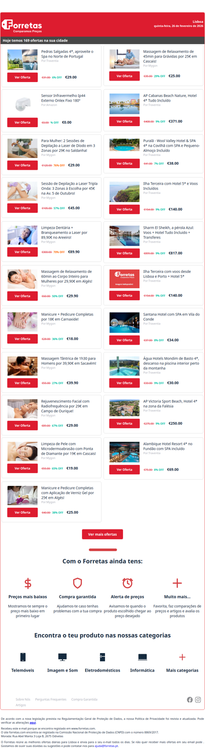 29€ por Pedras Salgadas 4*, aproveite o Spa no Norte de Portugal | Sensor Infravermelho Ip44 Externo Onlex Fixo 180º | 29€ por Para Mulher: 2 Sessões de Depilação a Laser de Díodo