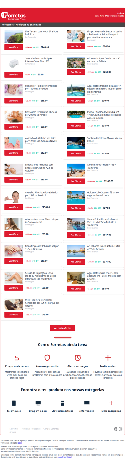 140€ por Ilha Terceira com Hotel 5* e Voos Incluídos | Sensor Infravermelho Ip44 Externo Onlex Fixo 180º | Manicure + Pedicure Completas por 18€ em Carnaxide!