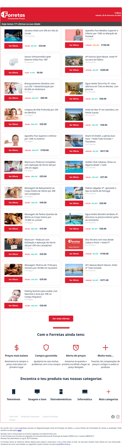 34€ por Santana Hotel com SPA em Vila do Conde | Sensor Infravermelho Ip44 Externo Onlex Fixo 180º | 89€ por Branqueamento Dentário com Luz LED + Destartarização