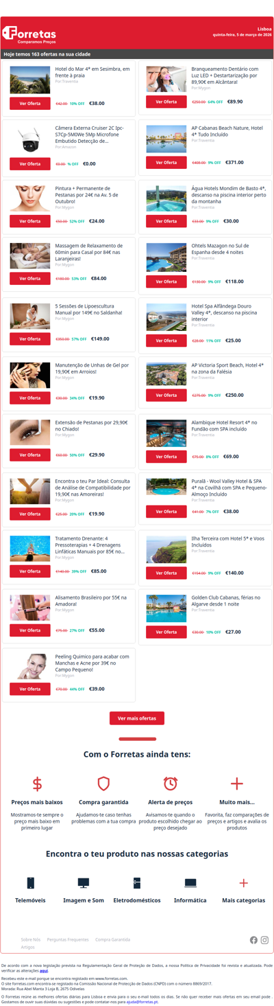 38€ por Hotel do Mar 4* em Sesimbra, em frente à praia | Câmera Externa Cruiser 2C Ipc-S7Cp-5M0We 5Mp Microfone | Pintura + Permanente de Pestanas por 24€ na Av. 5