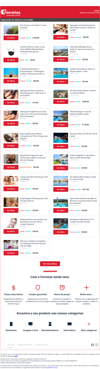 140€ por Ilha Terceira com Hotel 5* e Voos Incluídos | Câmera Externa Cruiser 2C Ipc-S7Cp-5M0We 5Mp Microfone | 85€ por Tratamento Drenante: 4 Pressoterapias + 4 Drenagens