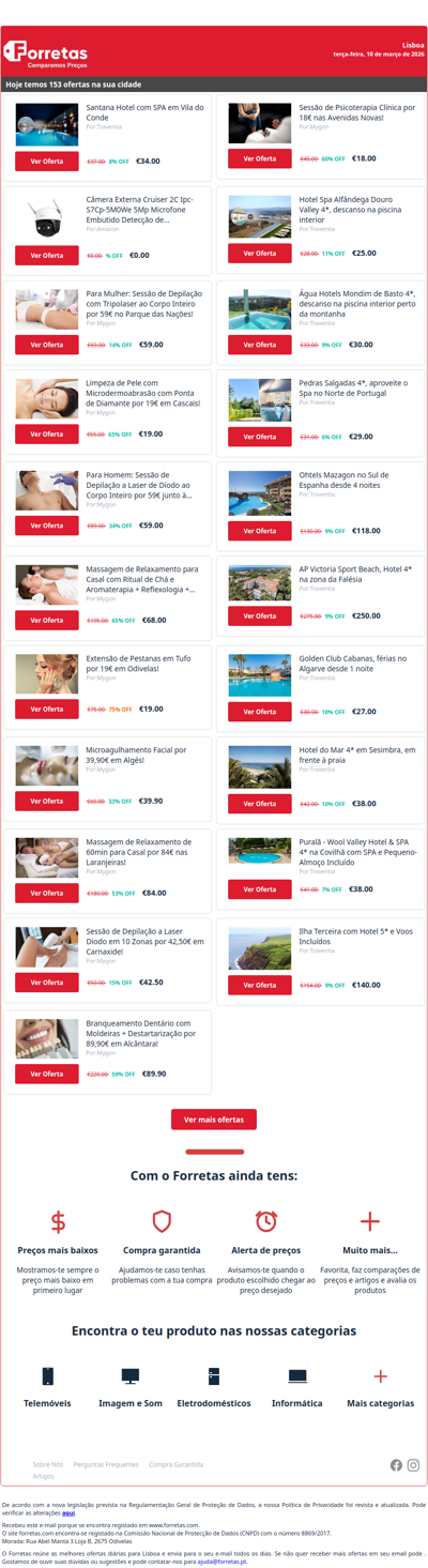 34€ por Santana Hotel com SPA em Vila do Conde | Câmera Externa Cruiser 2C Ipc-S7Cp-5M0We 5Mp Microfone | 59€ por Para Mulher: Sessão de Depilação com Tripolaser ao