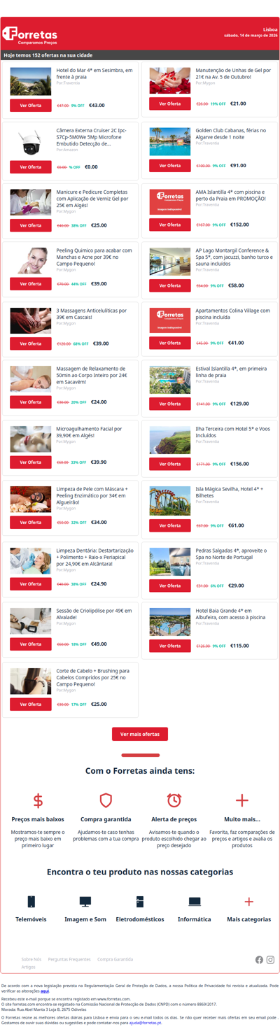 43€ por Hotel do Mar 4* em Sesimbra, em frente à praia | Câmera Externa Cruiser 2C Ipc-S7Cp-5M0We 5Mp Microfone | 25€ por Manicure e Pedicure Completas com Aplicação de Verniz