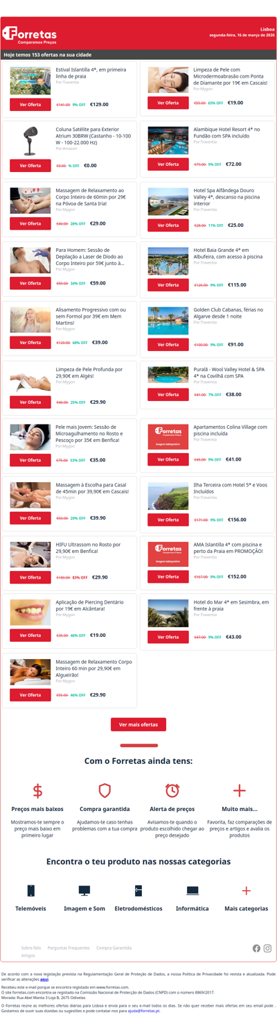 129€ por Estival Islantilla 4*, em primeira linha de praia | Coluna Satélite para Exterior Atrium 30BRW (Castanho | 29€ por Massagem de Relaxamento ao Corpo Inteiro de 60min