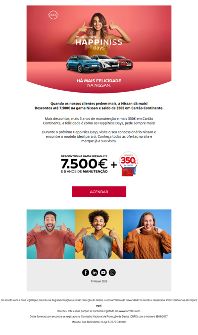 Só de 19 a 29 de março aproveite os Happiniss Days. Com descontos e ofertas Nissan imperdíveis.