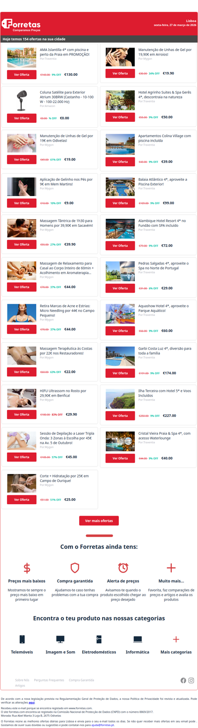 130€ por AMA Islantilla 4* com piscina e perto da Praia em | Coluna Satélite para Exterior Atrium 30BRW (Castanho | Manutenção de Unhas de Gel por 19€ em Odivelas!