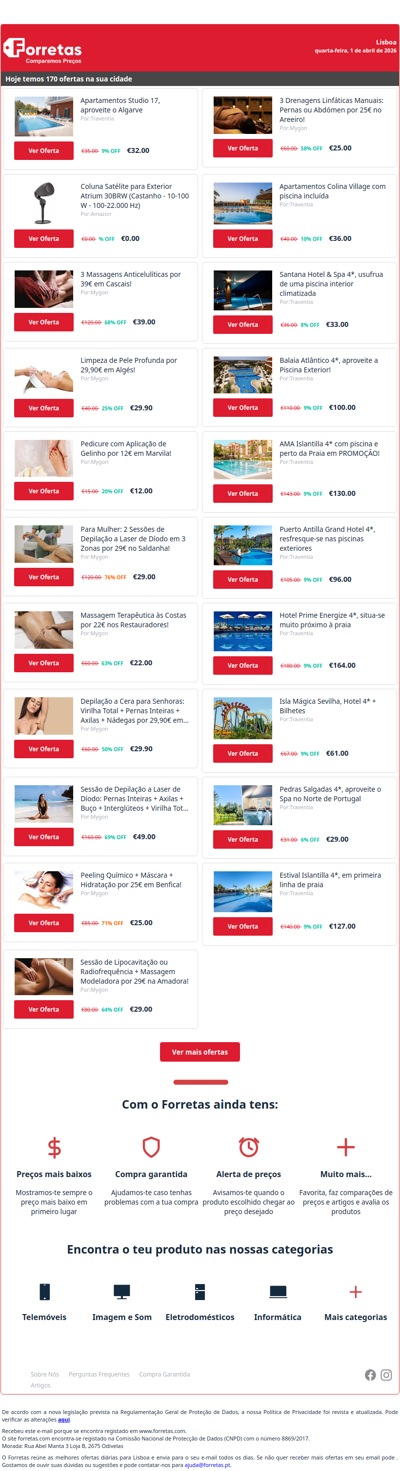 32€ por Apartamentos Studio 17, aproveite o Algarve | Coluna Satélite para Exterior Atrium 30BRW (Castanho | 3 Massagens Anticelulíticas por 39€ em Cascais!