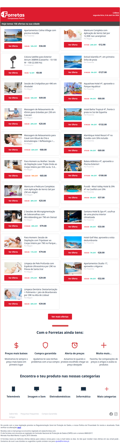 36€ por Apartamentos Colina Village com piscina incluída | Coluna Satélite para Exterior Atrium 30BRW (Castanho | Sessão de Criolipólise por 49€ em Alvalade!